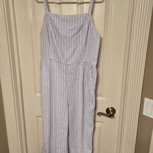 Old Navy Light Blue and White Striped Jumpsuit